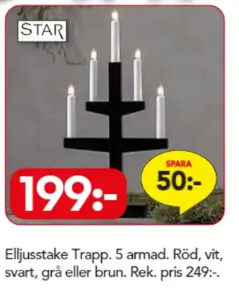 Bo Ohlsson Elljusstake Trapp. 5 armad. Röd, vit, svart, grå eller brun erbjuda
