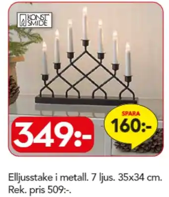Bo Ohlsson Elljusstake i metall. 7 ljus. 35x34 cm erbjuda