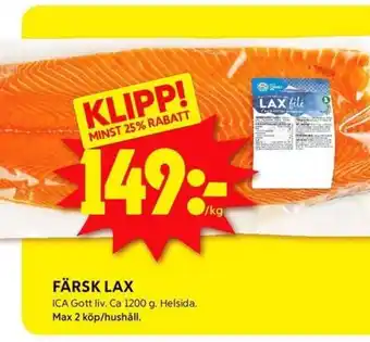 ICA Kvantum FÄRSK LAX erbjuda