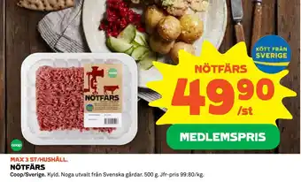 Coop Daglivs Nötfärs erbjuda