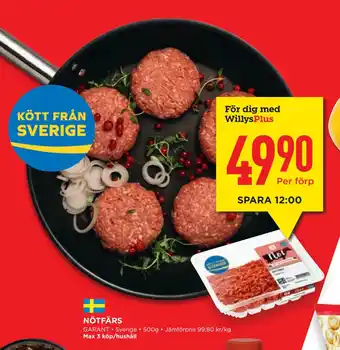 Willys Hemma Nötfärs erbjuda