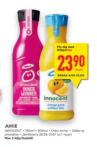 Willys Hemma Juice erbjuda