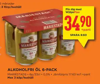 Willys Alkoholfri öl 6-pack erbjuda