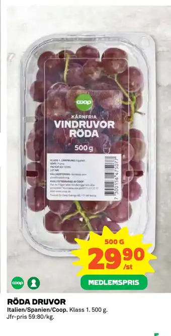 Coop Röda druvor erbjuda