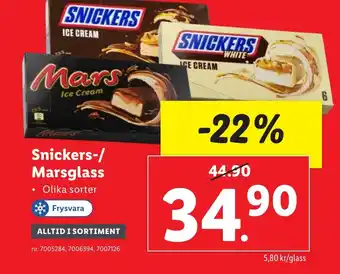 Lidl Snickers-/ Marsglass erbjuda