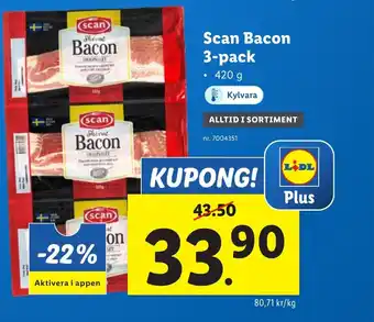 Lidl Scan Bacon 3-pack erbjuda