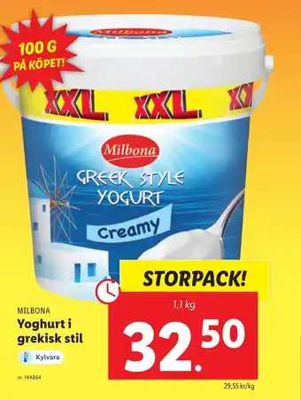Lidl MILBONA Yoghurt i grekisk stil erbjuda