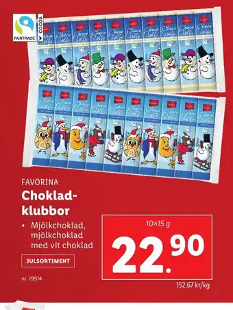 Lidl FAVORINA Choklad- klubbor erbjuda