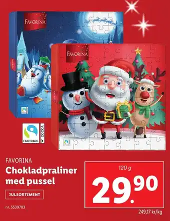 Lidl FAVORINA Chokladpraliner med pussel erbjuda