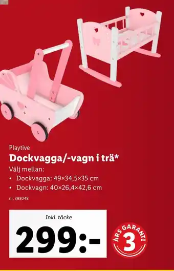 Lidl Playtive Dockvagga/-vagn i trä erbjuda