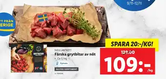 Lidl SVEA LANTKÖTT Färska grytbitar av nöt erbjuda