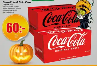 Extra Mjällby Stormarknad Coca-Cola & Cola Zero 15-pack 33 cl erbjuda