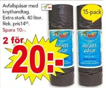 Avfallspåsar med knythandtag Extra stark 40 Liter