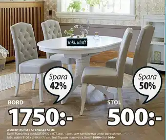 JYSK Askeby Bord+Stenlille Stol erbjuda