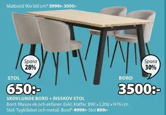 JYSK Skovlunde Bord+Risskov Stol erbjuda