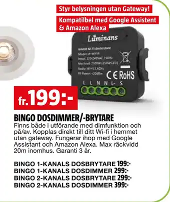 Bauhaus Bingo dosdimmer/-brytare erbjuda