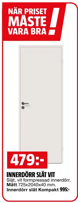 Bauhaus Innerdörr slät vit erbjuda