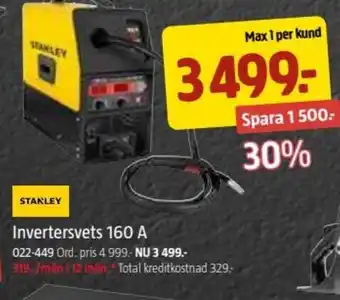 Jula STANLEY Invertersvets 160 A erbjuda
