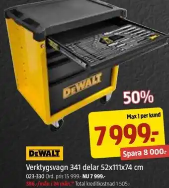 Jula DEWALT Verktygsvagn 341 delar 52x111x74 cm erbjuda