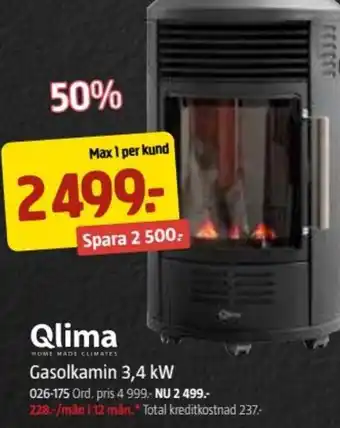 Jula Qlima Gasolkamin 3,4 kW erbjuda