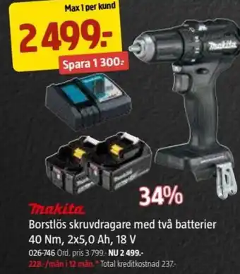 Jula Borstlös skruvdragare med två batterier erbjuda