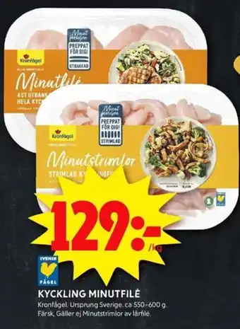 ICA Kvantum KYCKLING MINUTFILÉ Kronfågel erbjuda