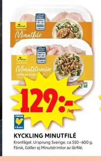 ICA Kvantum KYCKLING MINUTFILÉ Kronfågel erbjuda