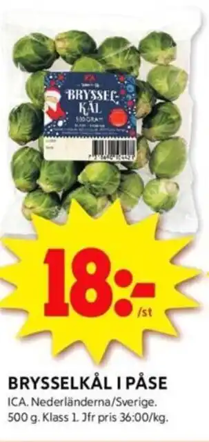 ICA Kvantum BRYSSELKÅL I PÅSE erbjuda