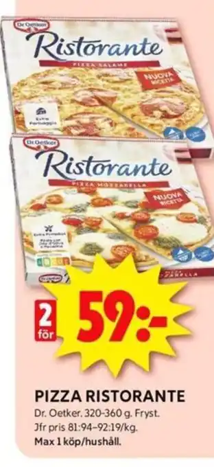 ICA Kvantum PIZZA RISTORANTE Dr. Oetker erbjuda
