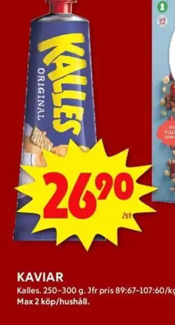 ICA Kvantum KAVIAR Kalles. 250-300 g. erbjuda