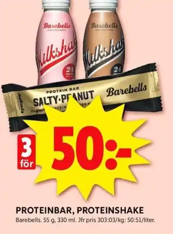 ICA Kvantum PROTEINBAR, PROTEINSHAKE Barebells erbjuda