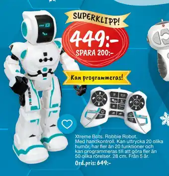 Leklust Xtreme bots robbie robot erbjuda