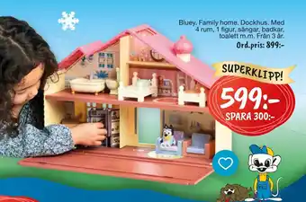 Leklust Bluey family home dockhus erbjuda