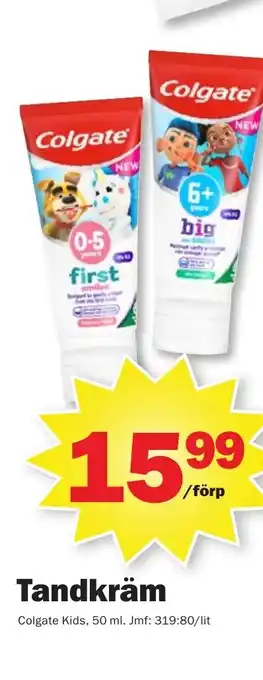 Pekås Tandkräm Colgate erbjuda
