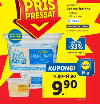 Lidl Crème fraiche erbjuda