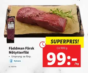 Lidl Fåddman färsk nötytterfilé erbjuda