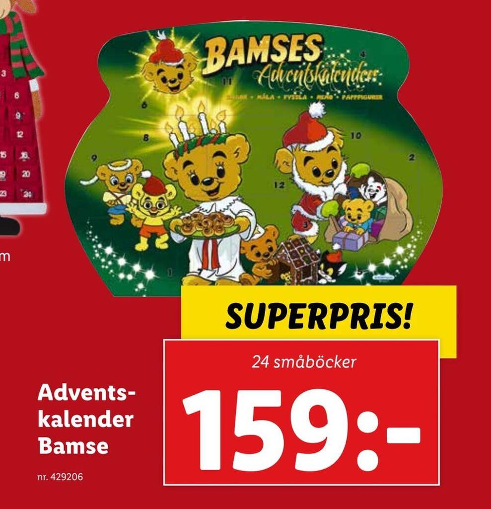 Adventskalender bamse erbjudande hos Lidl