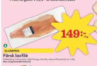 Hemköp Falkenberg seafood laxfilé erbjuda