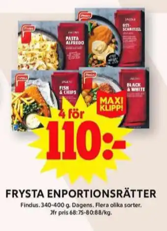 ICA Maxi Findus färdigrätter erbjuda