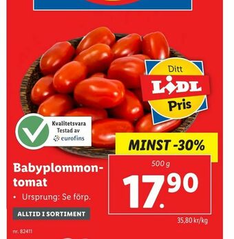 Lidl Babyplommon tomat erbjuda
