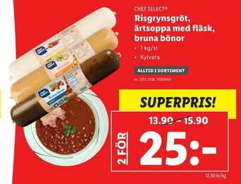 Lidl Risgrynsgröt, ärtsoppa med fläsk, bruna bönor erbjuda