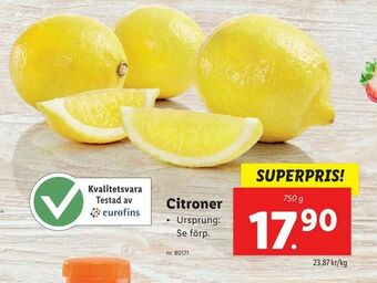 Lidl Citroner erbjuda