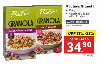 Lidl Paulúns Granola erbjuda