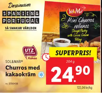 Lidl Sol & Mar Churros med kakaokräm 204g erbjuda