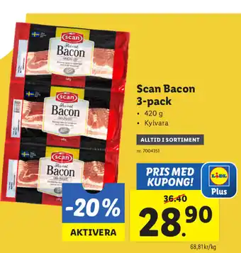 Lidl Scan Bacon 3-pack 420g erbjuda