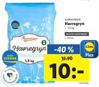 Lidl Kvarnvingen Havregryn 1,5kg erbjuda