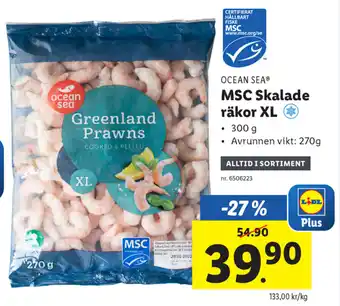 Lidl Ocean Sea MSC Skalade räkor XL 300g erbjuda