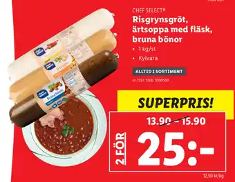 Lidl Cheft Select Risgrynsgröt, ärtsoppa med fläsk, bruna bönor 1kg/st erbjuda