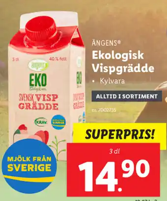 Lidl Ängens Ekologisk Vispgrädde 3dl erbjuda
