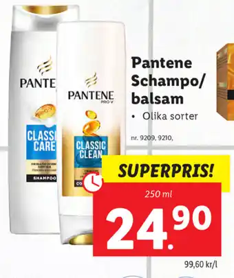 Lidl Pantene Schampo/balsam 250ml erbjuda